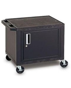 H. Wilson Plastic Utility Cart With Locking Cabinet, 26inH x 24inW x 18inD, Black
