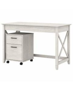 Bush Furniture Key West 48inW Writing Desk With 2-Drawer Mobile File Cabinet, Linen White Oak, Standard Delivery