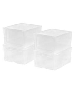 IRIS Easy Access Mens Shoes Storage Containers, 14 1/2in x 11 3/4in x 7 1/4in, Clear, Case Of 4