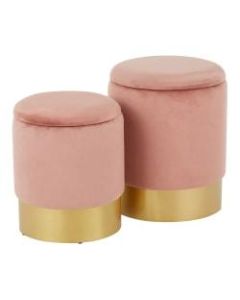 LumiSource Marla Nesting Ottomans, Gold/Blush Pink, Set Of 2 Ottomans