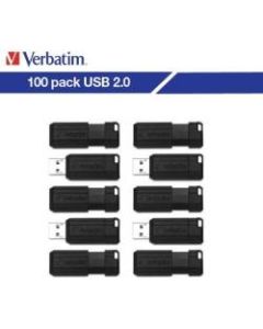 Verbatim PinStripe USB Flash Drive, 32GB, Black, Pack Of 100