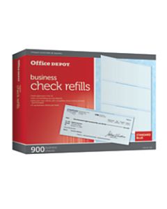 Office Depot Brand Standard Blue Business Check Refills, Box Of 900