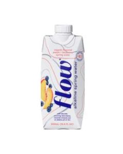 Flow Hydration Alkaline Spring Water, 16.9 Oz, Peach/Blueberry Pack Of 12