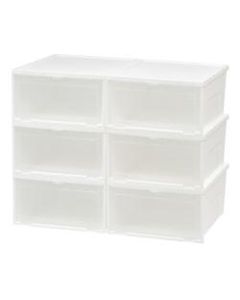 IRIS Stacking Mens Shoe Storage Containers, 6 5/8in x 12in x 13 1/4in, White, Case Of 6