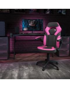 Flash Furniture X10 Ergonomic LeatherSoft High-Back Racing Gaming Chair With Flip-Up Arms, Pink/Black