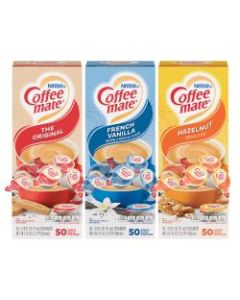 Coffee-Mate Creamer Singles Variety Pack, 0.38 Oz, 50 Creamers Per Carton, Case of 3 Cartons