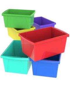 Storex Classroom Storage Bins, Medium Size, Assorted Colors, Pack Of 6