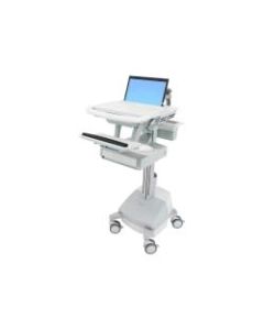 Ergotron StyleView Laptop Cart, SLA Powered, 1 Drawer - Up to 17.3in Screen Support - 20 lb Load Capacity - 50.5in Height x 18.3in Width x 30.8in Depth - Floor Stand - Aluminum - White, Gray