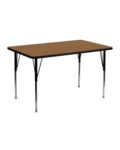 Flash Furniture Rectangular Activity Table, 24inW x 48inD, Oak/Chrome