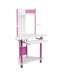 Flash Furniture 39inW Corner Computer Desk With Hutch, Pink/White