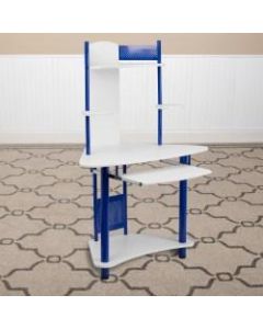 Flash Furniture Corner Computer Desk With Hutch, Blue