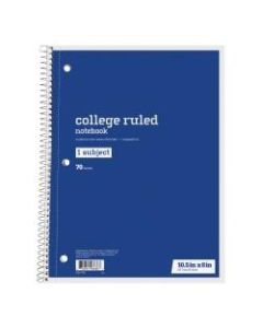 Just Basics Spiral Notebook, 8in x 10-1/2in, College Ruled, 70 Sheets, Blue