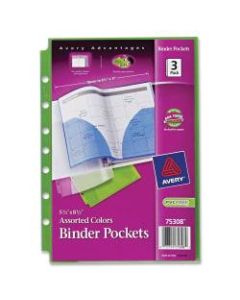 Avery Binder Pockets, 5 1/2in x 8 1/2in, Assorted, Pack Of 3
