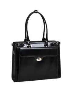 McKlein Winnetka Italian Leather Briefcase, Black