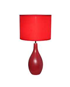 Simple Designs Bowling Pin Base Table Lamp, 19inH, Red Shade/Red Base