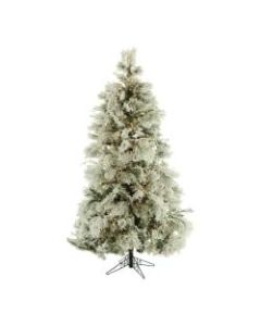 Fraser Flocked Snowy Pine Christmas Tree With Smart String Lighting, 7 1/2ft, Snow