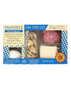 Daniele Natural On-The-Go Genoa Salami, Mozzarella, Flax Seed Chips And Egg, 4.5 Oz, Box Of 5 Packs