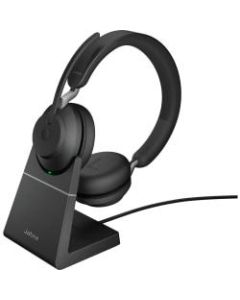 Jabra Evolve2 65 Headset With Charging Stand - Stereo - USB Type A - Wireless - Bluetooth - Over-the-head - Binaural - Supra-aural - Black