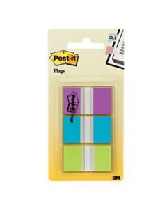 Post-it Flags, 1in, Assorted Colors, 20 Flags Per Pad, Pack Of 3 Pads