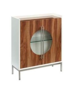 Sauder Vista Key 31inW Shadowbox Display Storage Cabinet, Pearl Oak/Blaze Acacia