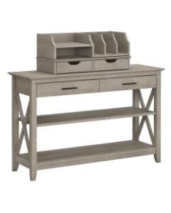 Bush Furniture Key West Console Table With Storage And Desktop Organizers, Washed Gray, Standard Delivery