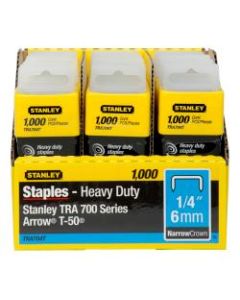 Stanley SharpShooter Heavy-Duty 1/4in Staples - Heavy Duty - 1/4in - 1/4in Leg - 3/8in Crown - Insulated - Silver - 1000 / Box