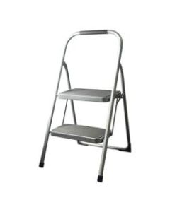 Gorilla Ladders Steel 2-Step Folding Step Ladder, 200-Lb Capacity, 19in, Silver