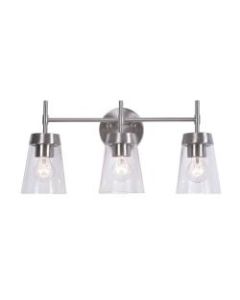 Kenroy Home Delgado 3-Light Vanity Lamp, 21inW, Clear Glass/Silver Base