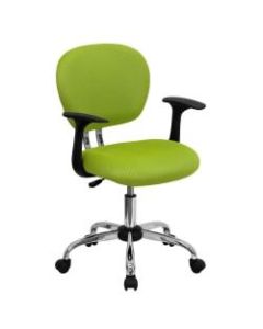 Flash Furniture Mesh Mid-Back Swivel Task Chair With Arms, Apple Green/Silver