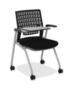 Mayline Thesis Flex Back Stackable Chair With Tablet Surface, Black/Gray, Set Of 2
