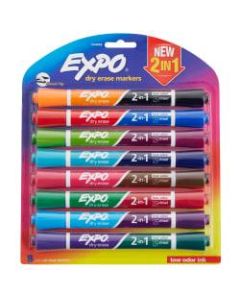 EXPO 2-in-1 Double-Sided Dry Erase Markers, Pack Of 8