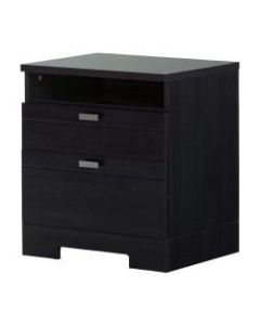 South Shore Reevo Nightstand With Cord Catcher, 22-1/2inH x 22-1/4inW x 17inD, Black Onyx
