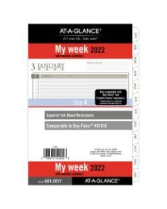 AT-A-GLANCE Weekly/Monthly Planner Refill, Desk Size 4, 5-1/2in x 8-1/2in, January To December 2022, 481-285Y