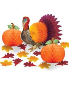 Amscan Paper Traditional Thanksgiving Table Decorating Kits, Set Of 4 Kits