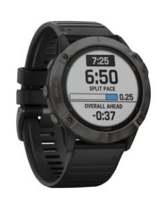 Garmin f&Auml;nix 6X Pro Solar GPS Watch - Wrist - 1.4in - 280 x 280 - Touchscreen - Bluetooth - Wireless LAN - GPS - 1104 Hour - Round - 2.01in - Titanium Carbon Gray Case - Black Band - Diamond-like Carbon (DLC