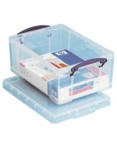 Really Useful Box Plastic Storage Container With Built-In Handles And Snap Lid, 9 Liters, 10 1/4in x 14 1/2in x 6 1/4in, Clear