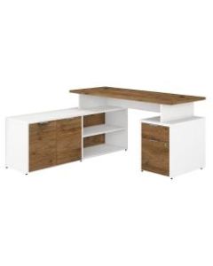 Bush Business Furniture Jamestown L-Shaped Desk With Drawers, 60inW, Fresh Walnut/White, Standard Delivery