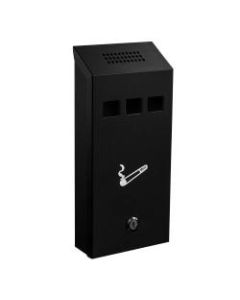 Alpine Rectangular Steel Wall-Mounted Cigarette Disposal Tower, 12-1/4inH x 5-1/2inW x 2-5/16inD, Black
