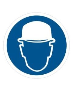 Tape Logic Durable Circle Safety Labels, DSL512, 2in, Wear Head Protection, Roll Of 25 Labels