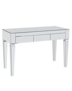 Southern Enterprises Darien Mirrored 3-Drawer 47inW Desk, Matte Silver