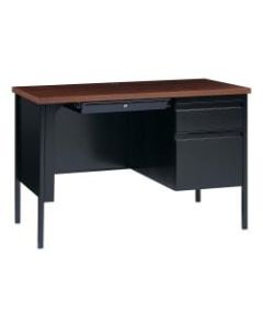 Lorell Fortress 46inW Right-Pedestal Desk, Black/Walnut