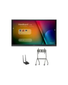 ViewSonic IFP8650-E4 - 86in Diagonal Class (86in viewable) LED-backlit LCD display - interactive - with touchscreen - 4K UHD (2160p) 3840 x 2160 - with ViewSonic LB-WIFI-001 Adapter, ViewSonic VB-STND-005 Cart