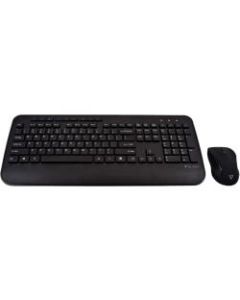 V7 CKW300US Full Size/Palm Rest English QWERTY - Black - Wireless RF English - Wireless RF 1600 dpi - 6 Button - QWERTY - Volume Control, Internet Key, Email, Play/Pause, My Music Hot Key(s) - AA