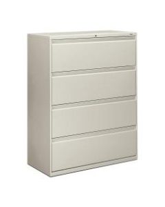 HON 800 42inW Lateral 4-Drawer File Cabinet With Lock, Metal, Light Gray