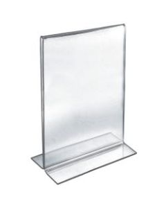 Azar Displays Double-Foot Acrylic Sign Holders, 17in x 11in, Clear, Pack Of 10