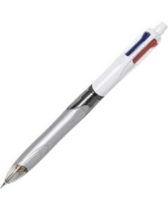 BIC 4-Color Pen/Pencil, #2HB Pencil Lead, 0.7 mm Medium Point, White/Gray/Black Barrel, Black/Blue/Red Ink
