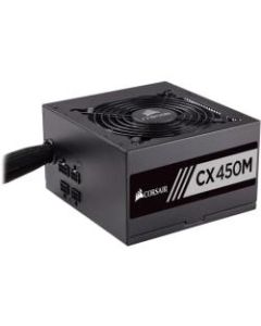 Corsair CX CX450M Power Supply - Internal - 120 V AC, 230 V AC Input - 3.3 V DC @ 20 A, 5 V DC @ 20 A, 12 V DC @ 37.4 A, 12 V DC @ 800 mA, 5 V DC @ 3 A Output - 450 W - 1 +12V Rails - 1 Fan(s) - 85% Efficiency