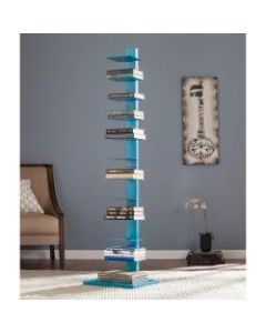 Southern Enterprises Spine Tower Shelf, 65 1/4inH x 15 3/4inW x 16inD, Bright Cyan