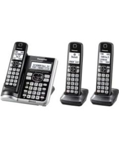 Panasonic Link2Cell DECT 6.0 Cordless Telephone With Answering Machine And Dual Keypad, 3 Handsets, KX-TGF573S