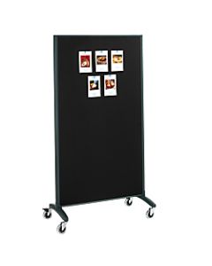 Quartet Motion 2-Sided Bulletin Board/Non-Magnetic Dry-Erase Whiteboard Rolling Room Divider, 36in x 72in, Aluminum Frame With Black Finish